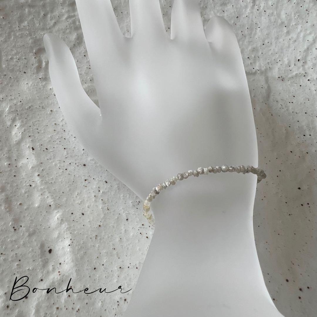 【ブレスレット】天然石✨イエロールチルとダイヤモンド原石（ホワイト）