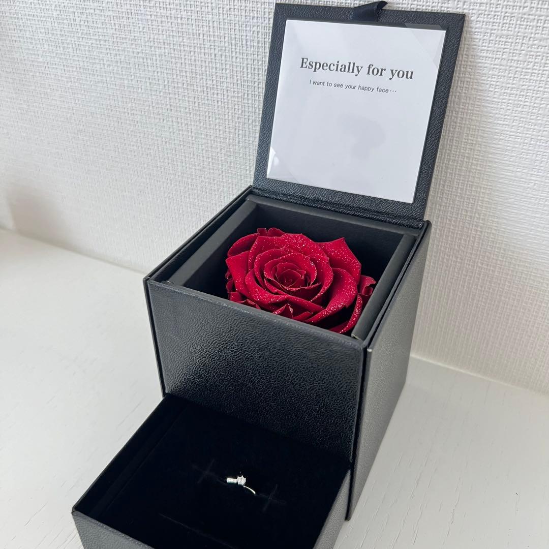 6本爪リング プリザーブドフラワー ダイヤモンドローズ ボックス