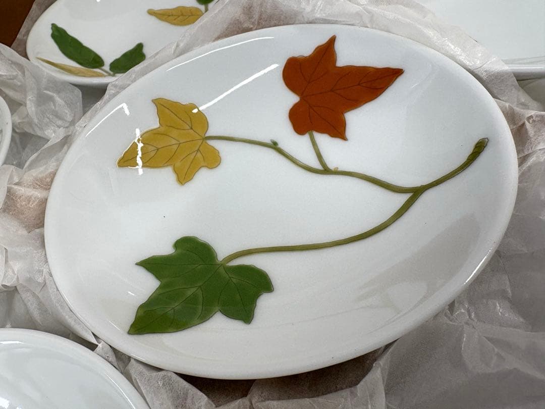 深川製磁　採み草　小皿揃5枚セット 有田焼　宮内庁御用達　廃盤品　新品