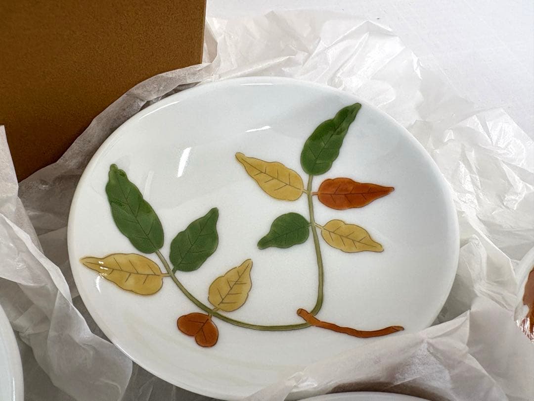 深川製磁　採み草　小皿揃5枚セット 有田焼　宮内庁御用達　廃盤品　新品