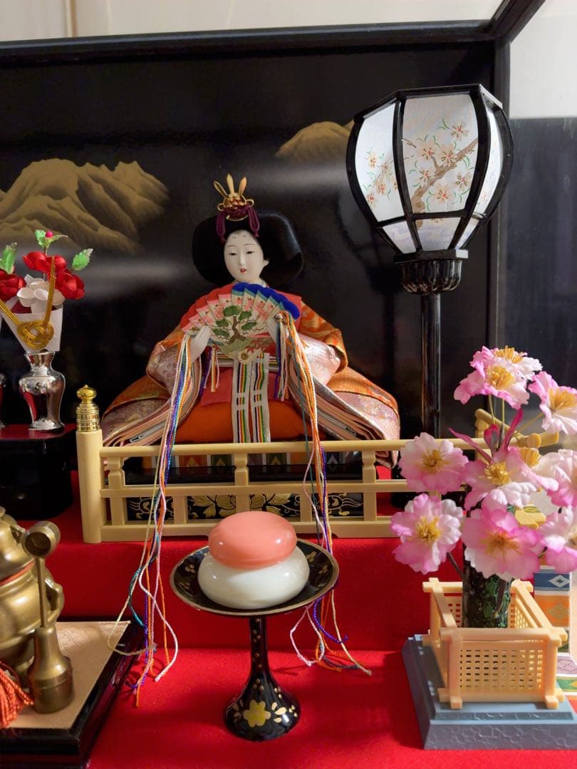 雛人形セット 男雛 女雛 ガラスケース入り