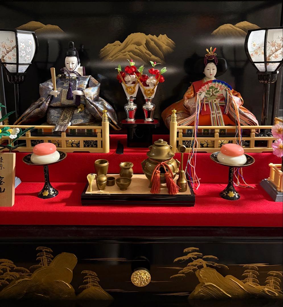 雛人形セット 男雛 女雛 ガラスケース入り