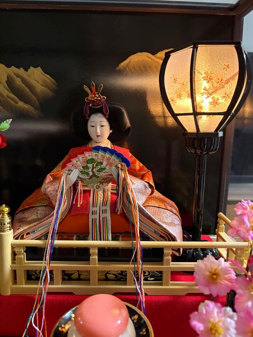 雛人形セット 男雛 女雛 ガラスケース入り