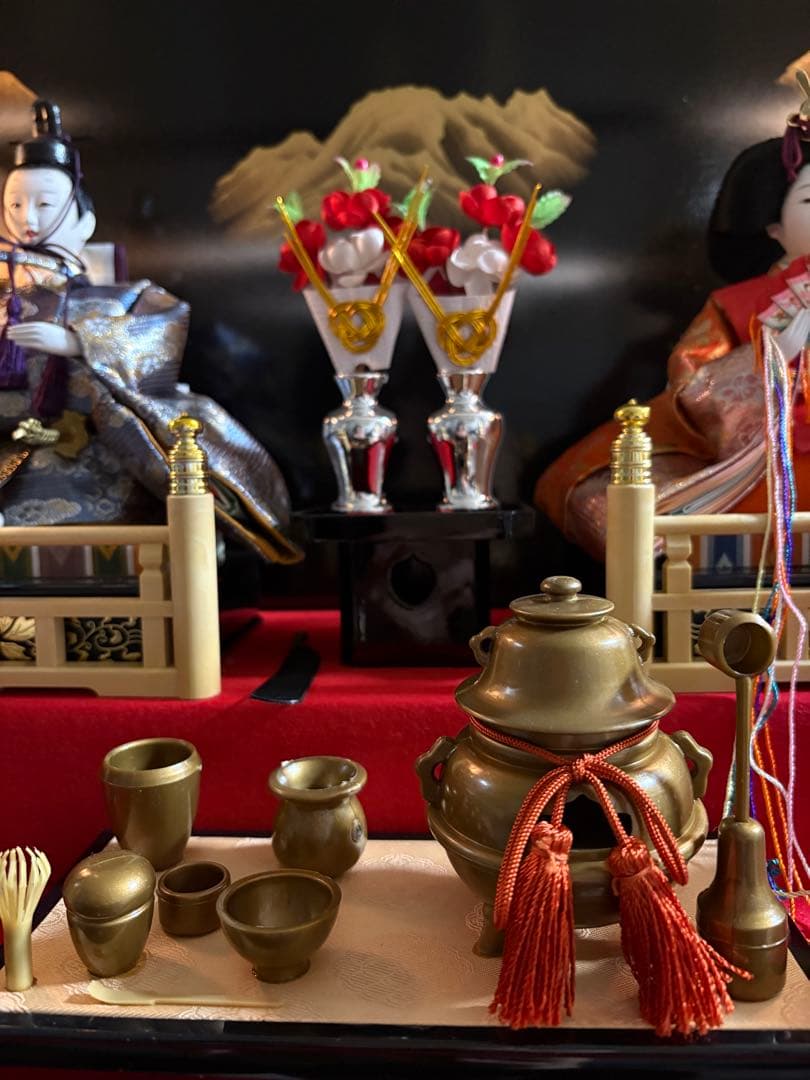 雛人形セット 男雛 女雛 ガラスケース入り