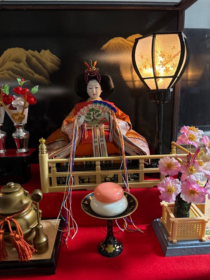 雛人形セット 男雛 女雛 ガラスケース入り