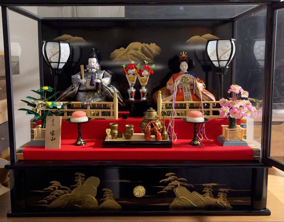 雛人形セット 男雛 女雛 ガラスケース入り