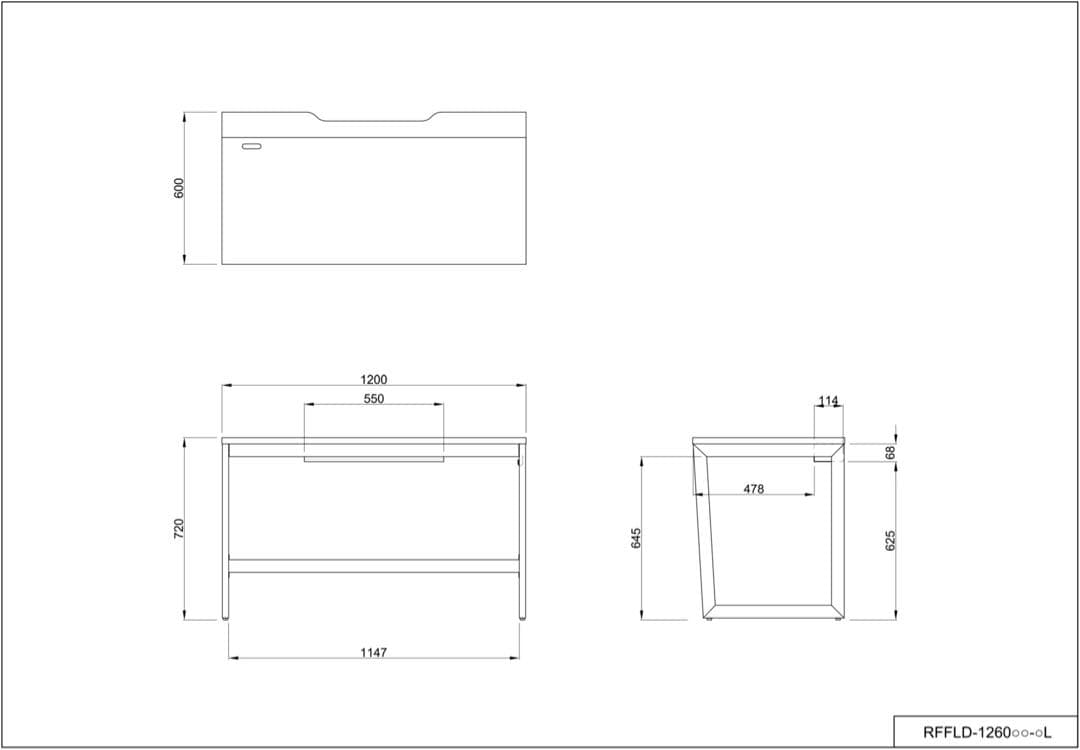 R.F.YAMAKAWA パソコンデスク RFFLD-1260NAコンセント付き