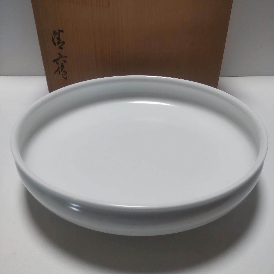 Ponya 中村清六 造 高麗庵清六窯 白磁 大鉢 共箱　直径25㎝ 佐賀