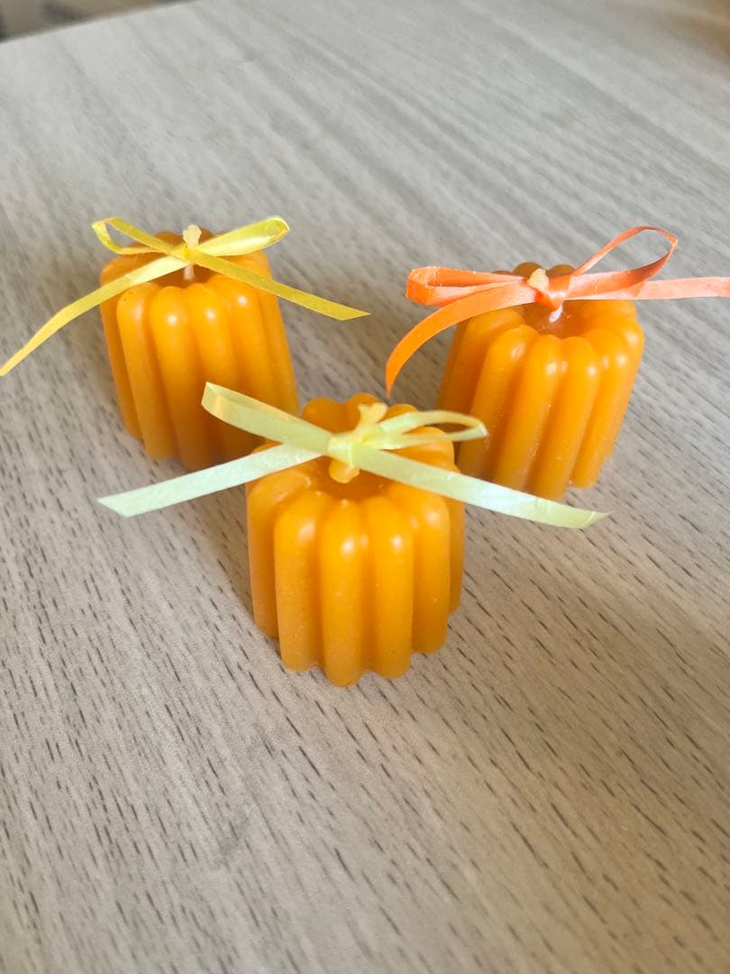 (売り切れのため展示のみ)蜜蝋＆ソイワックスミニカヌレキャンドル3個セット