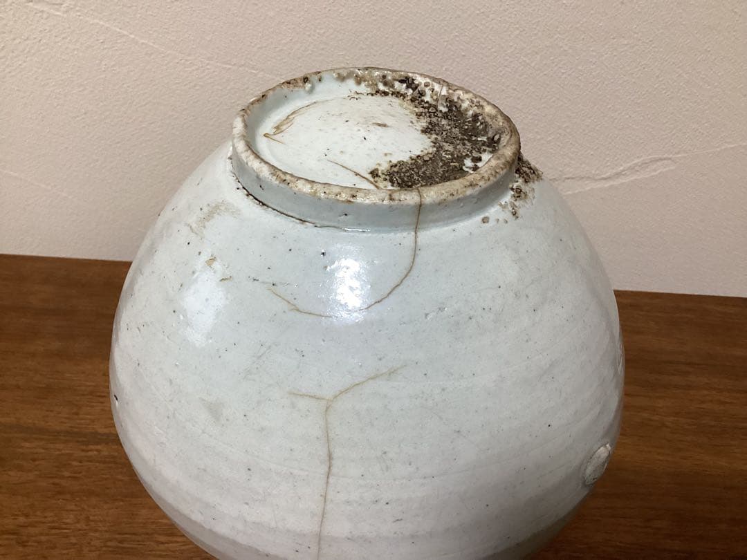 難あり　白磁　粉引　壺　水漏れします　観賞用　李朝？