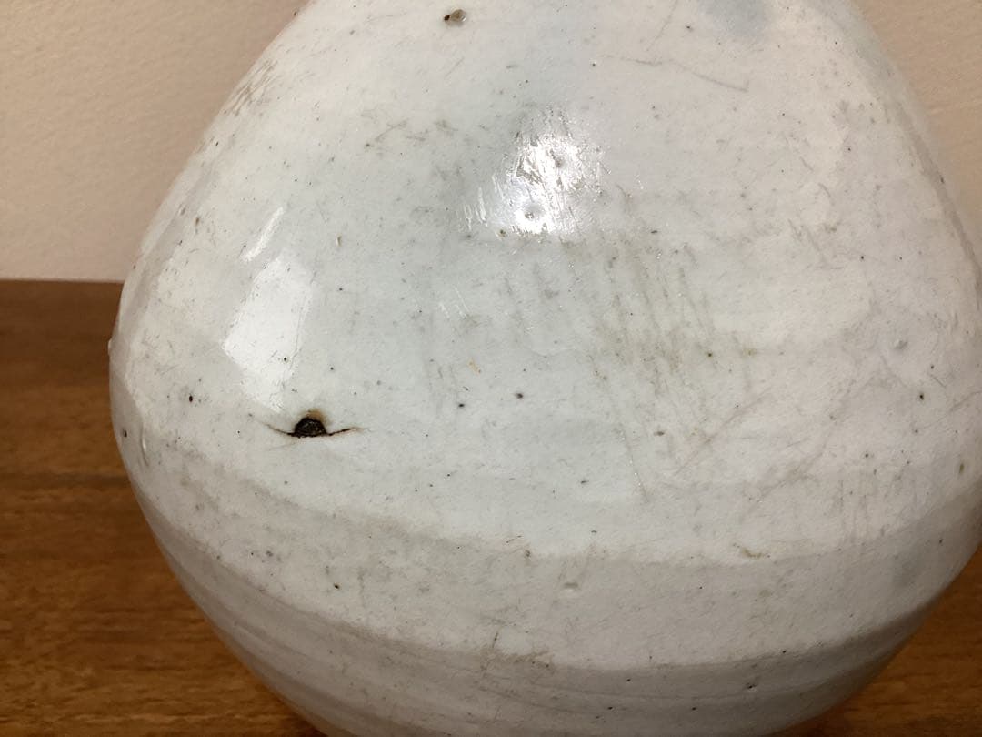 難あり　白磁　粉引　壺　水漏れします　観賞用　李朝？