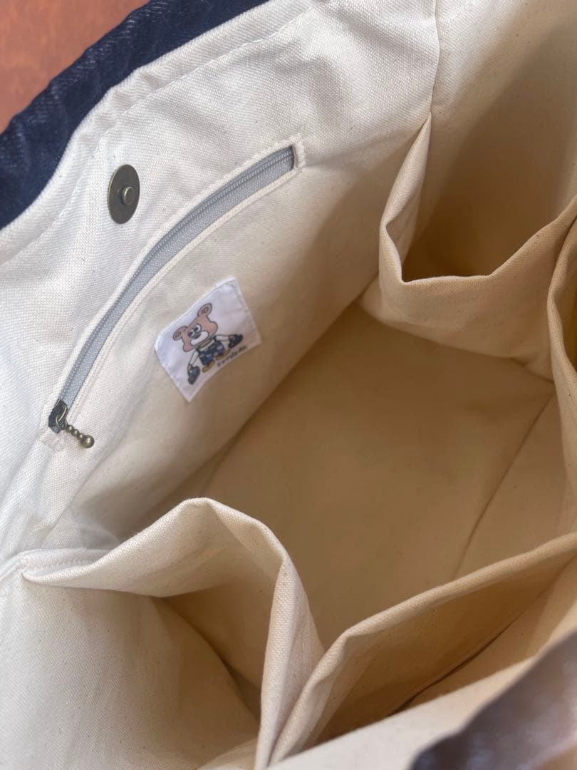 デニムリメイクフリルトートバッグ