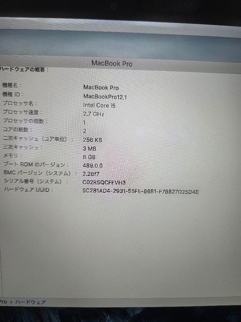 MacBook本体 MacBook Pro 2015 A1502