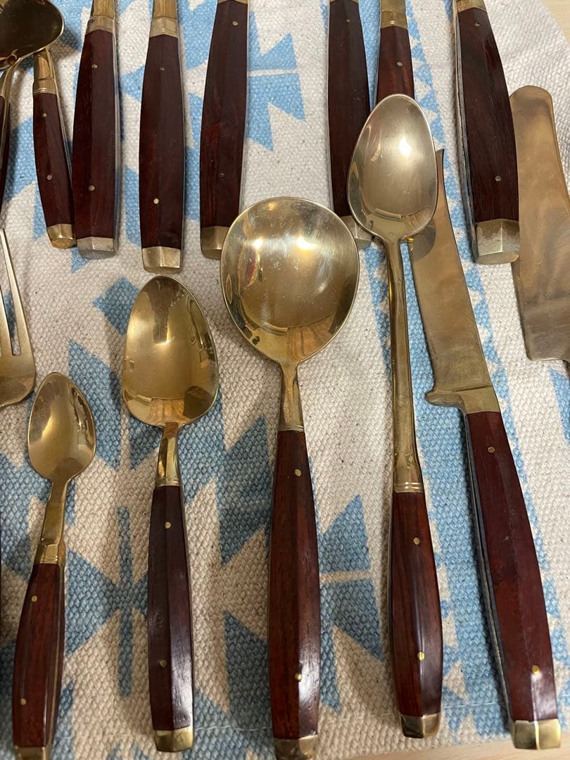 アンティーク　ローズウッド　食器　ブラス製ミッドセンチュリー　カトラリー