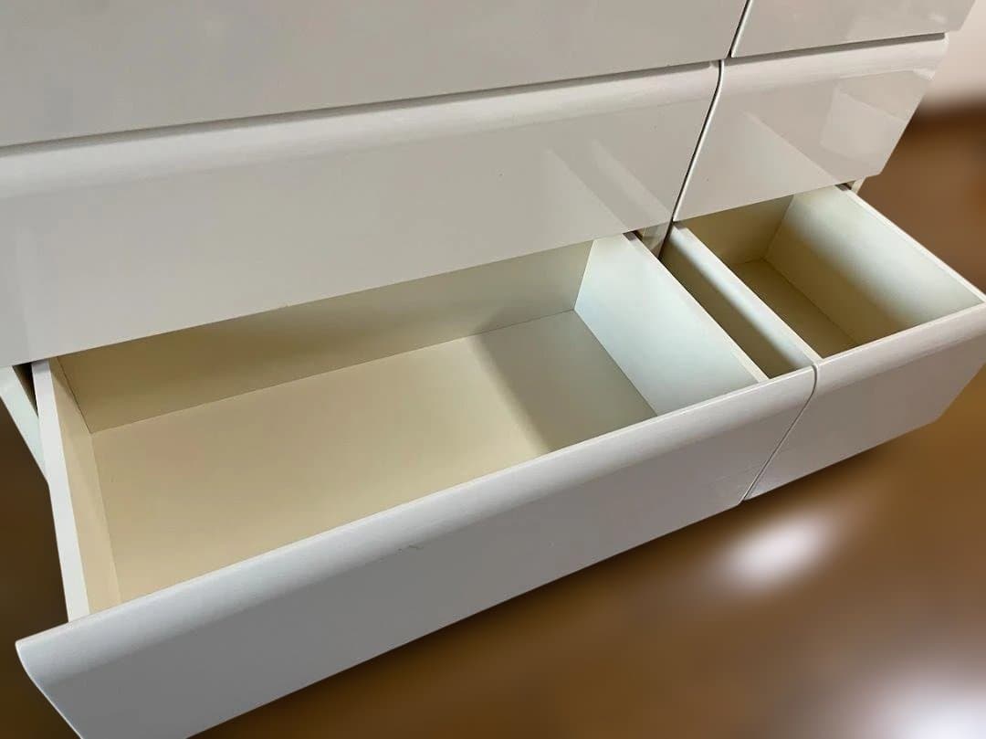 【美品】ニトリ ハイチェスト タンス ホワイト ESV-44 収納家具 白鏡面