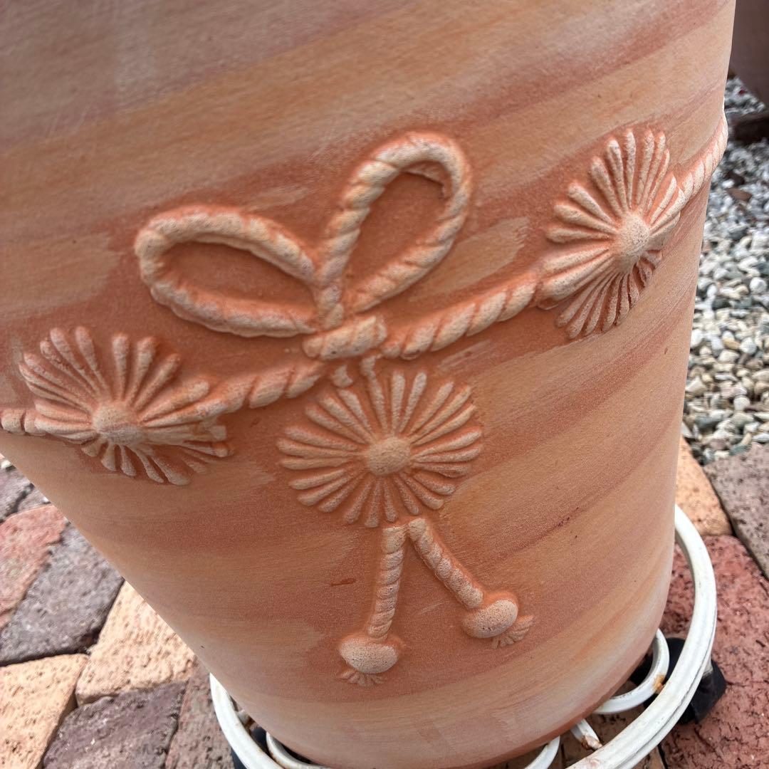 テラコッタ装飾付き 大型12号植木鉢