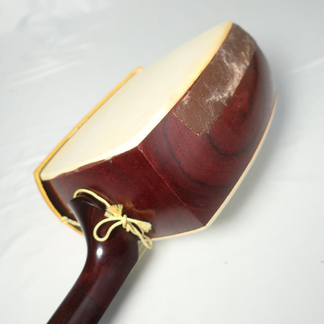 中棹 三味線 トチ 紅木 東触り 撥 ハードケース付 民謡 地唄