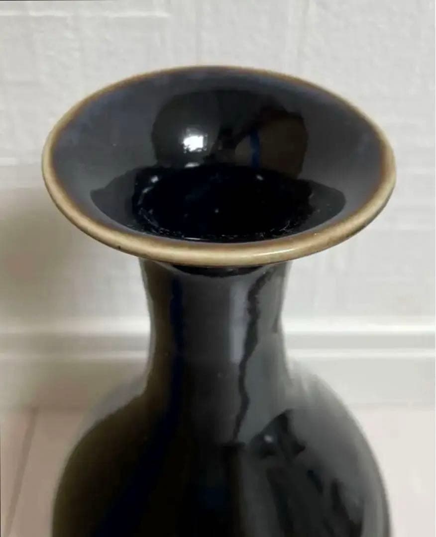 中国 定窑 黑釉瓶 骨董品 陶芸 古美術。