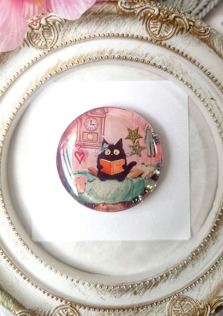 レジン　猫　ヘアゴム　ブローチ　ポニーフック　No.568