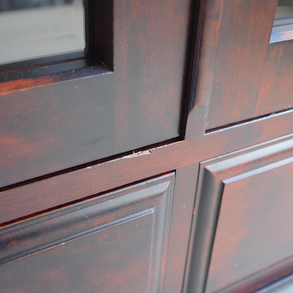 和光株式会社 「北海民芸」樺材 ガラス扉の書棚 民芸家具 本棚 キャビネット