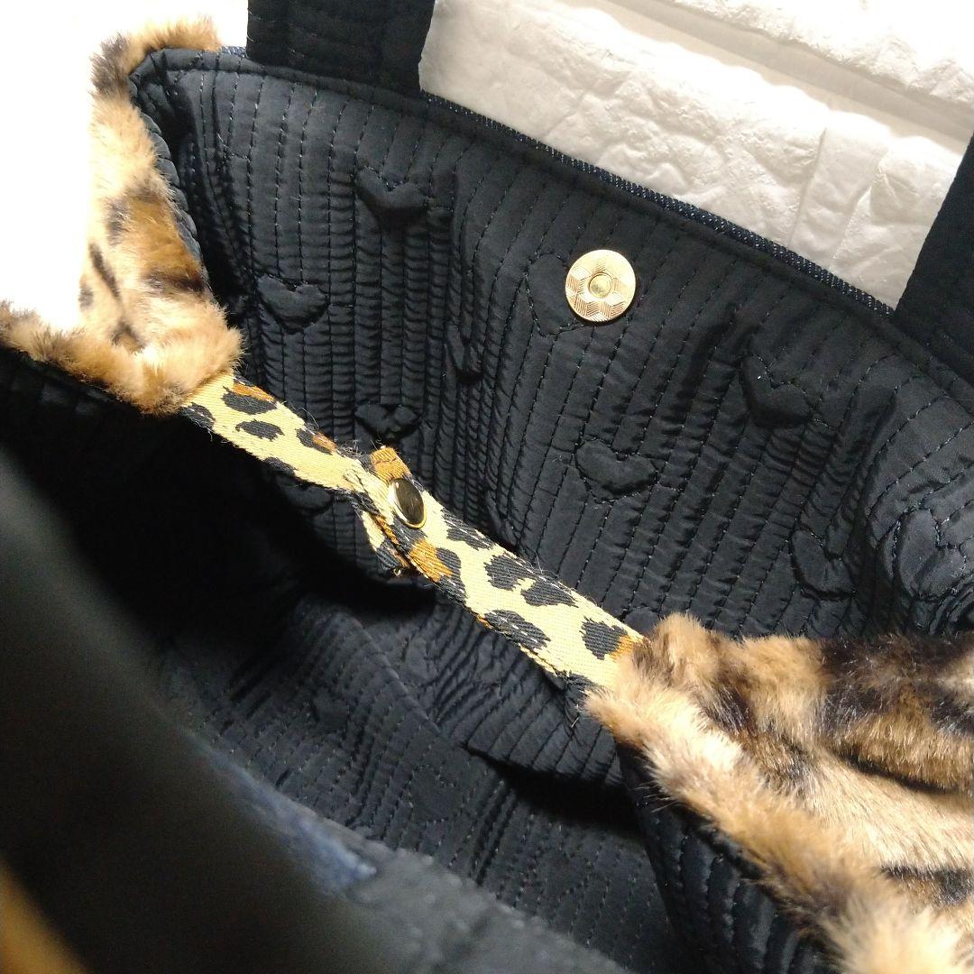 喜*ん様 コヤンイサムチョン☆ころりんトートバッグ　デニム＆ヒョウ柄ボア　ビッグ