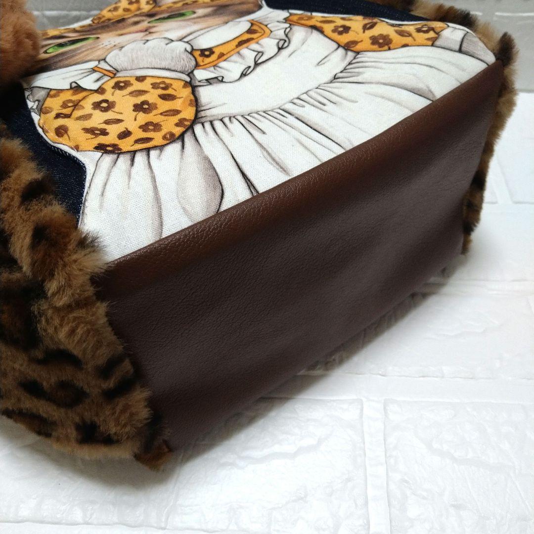 喜*ん様 コヤンイサムチョン☆ころりんトートバッグ　デニム＆ヒョウ柄ボア　ビッグ