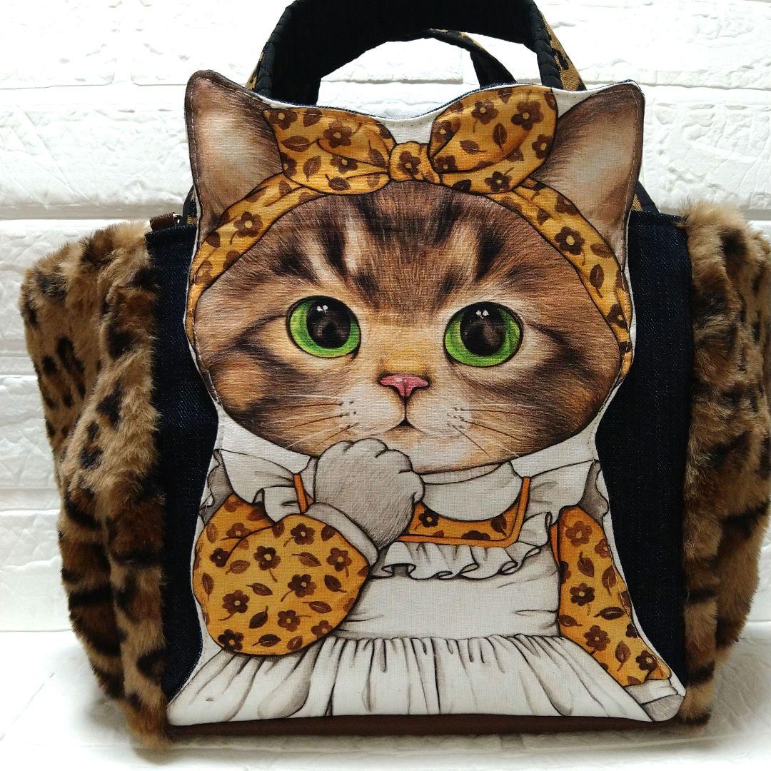 喜*ん様 コヤンイサムチョン☆ころりんトートバッグ　デニム＆ヒョウ柄ボア　ビッグ