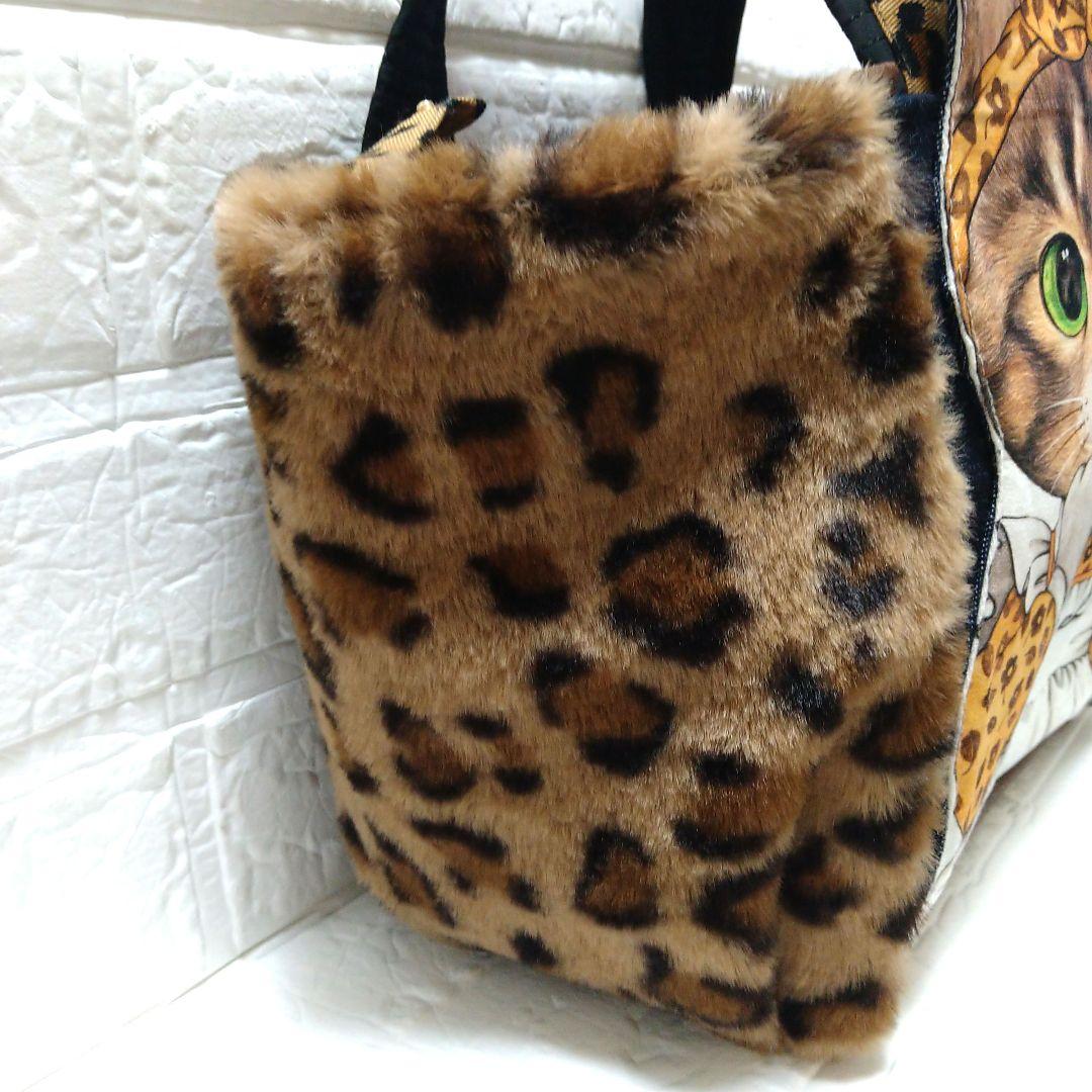 喜*ん様 コヤンイサムチョン☆ころりんトートバッグ　デニム＆ヒョウ柄ボア　ビッグ