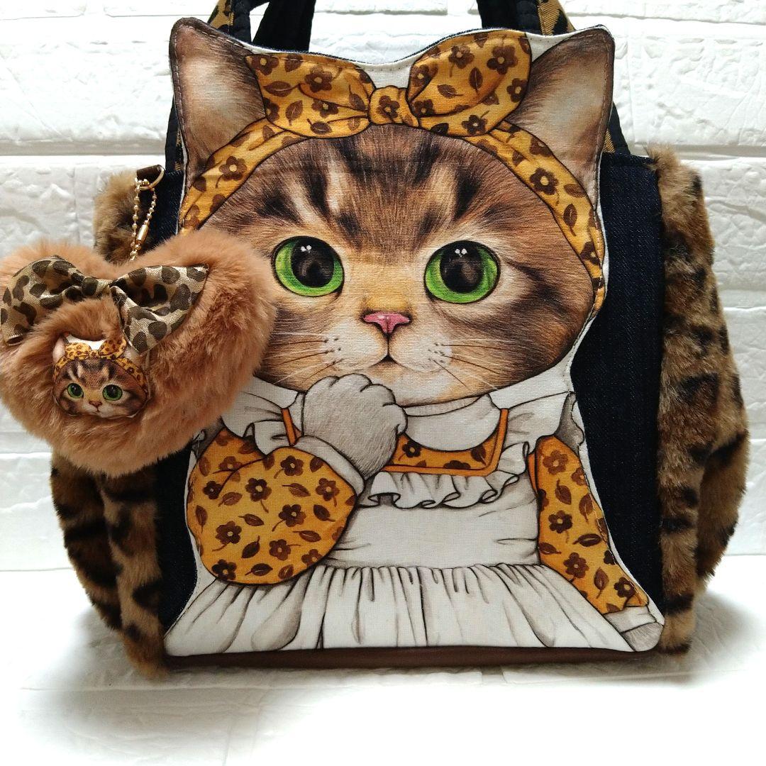 喜*ん様 コヤンイサムチョン☆ころりんトートバッグ　デニム＆ヒョウ柄ボア　ビッグ