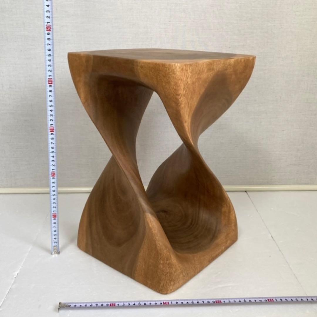 スツール 椅子 チェア 花台 木製 無垢材 ツイスト モダン アジアン 北欧