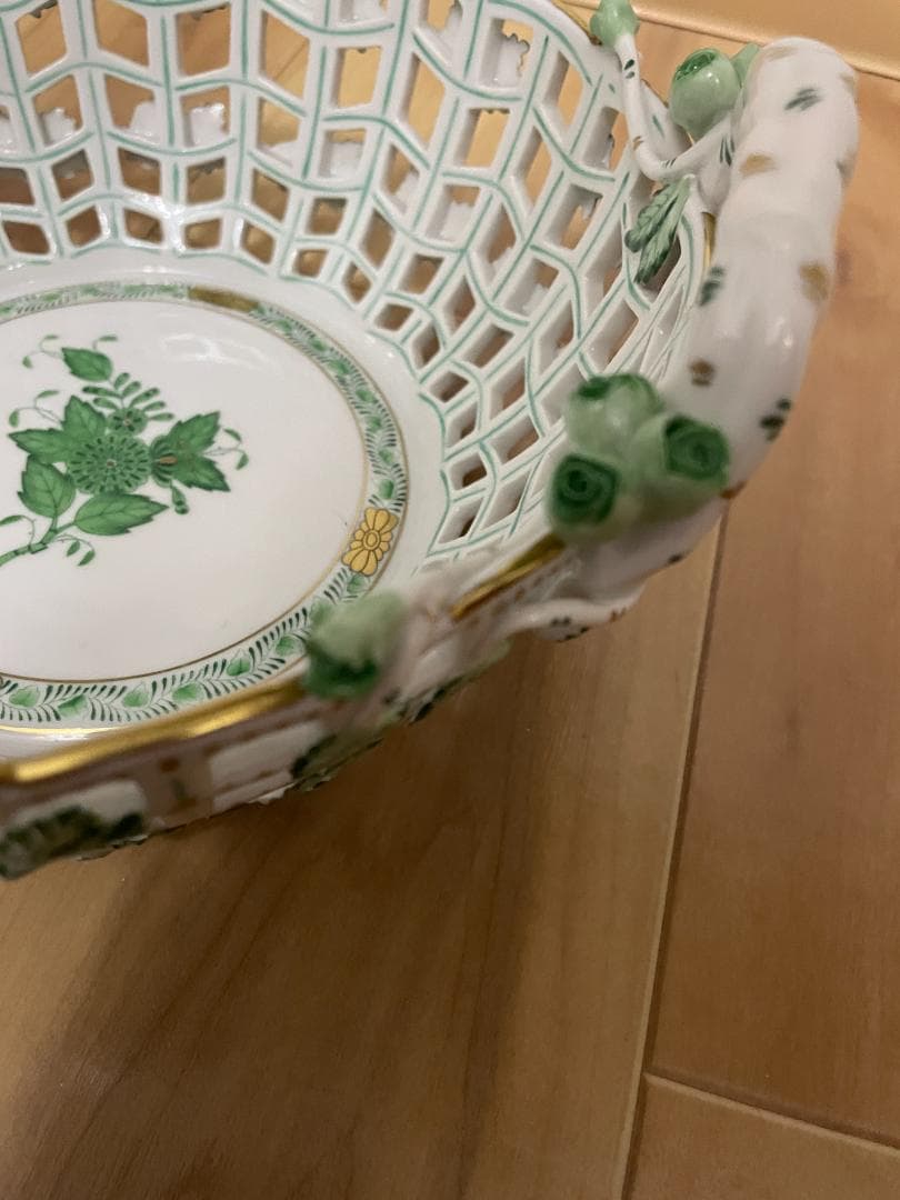 超希少 Herend ヘレンド アポニーグリーン バスケット