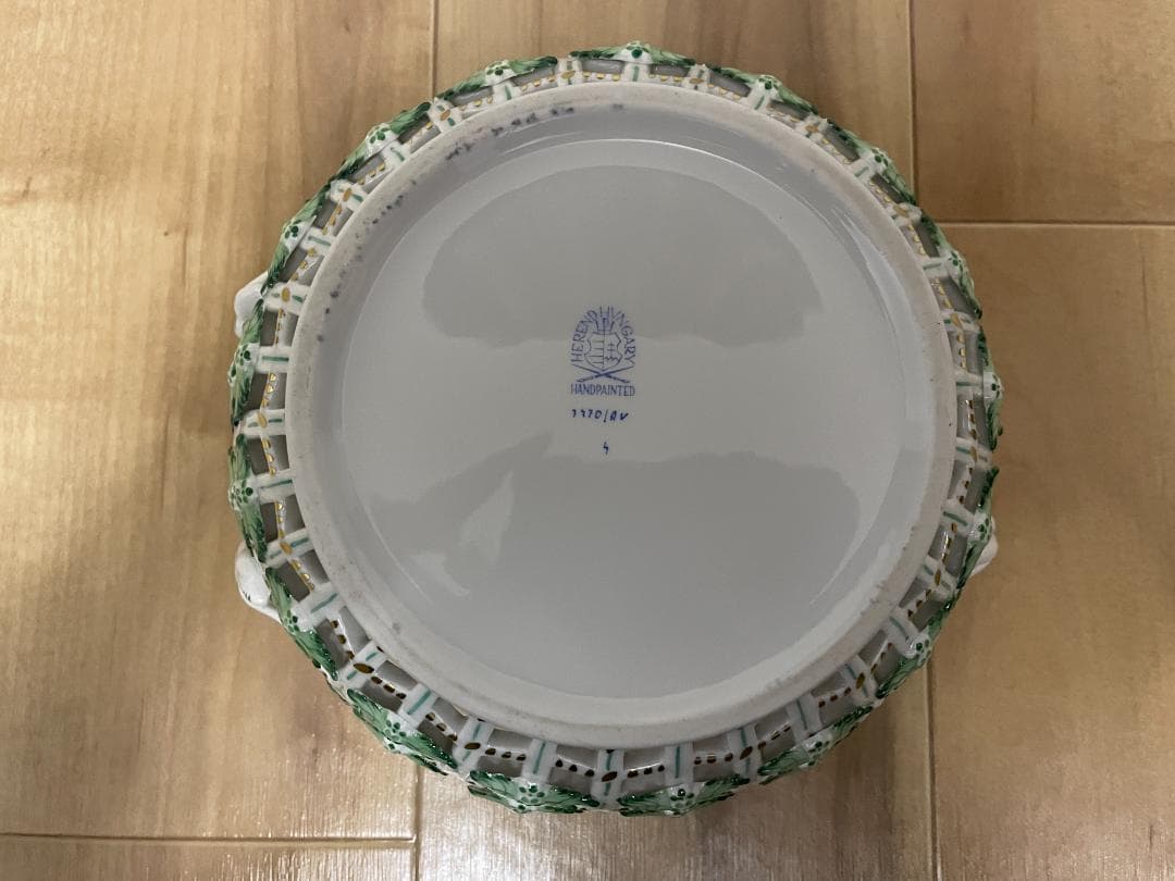 超希少 Herend ヘレンド アポニーグリーン バスケット