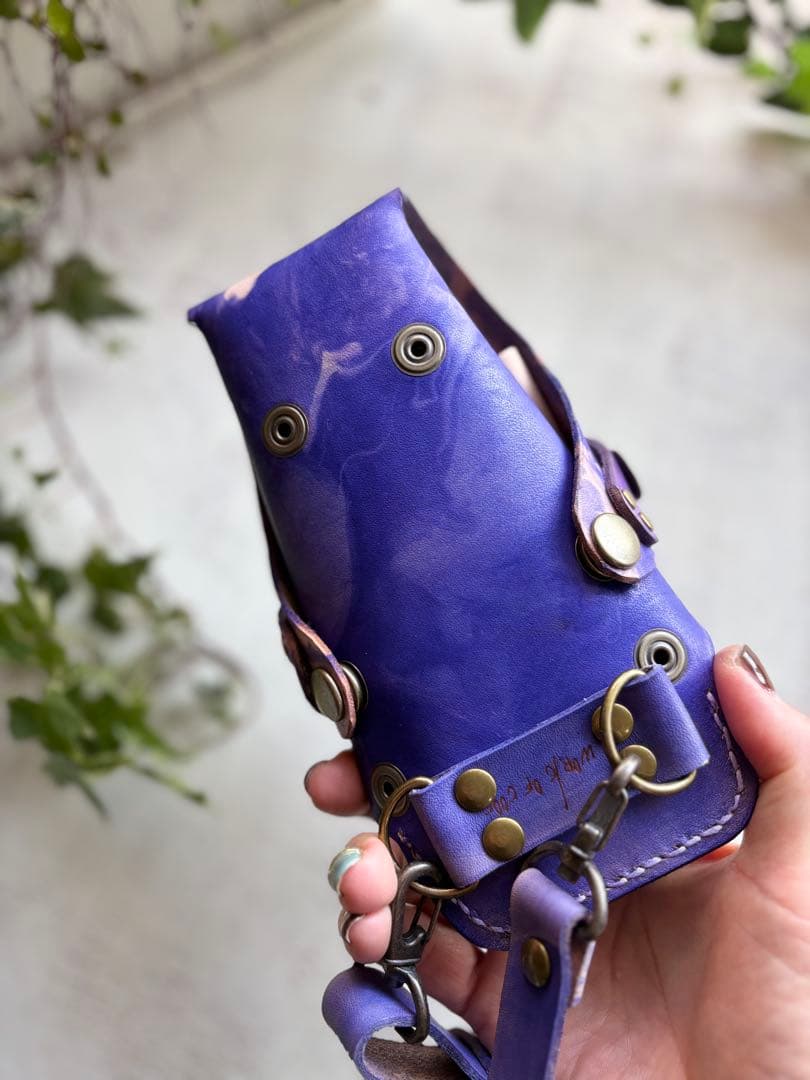 手染めパープルマーブルのシザーケース