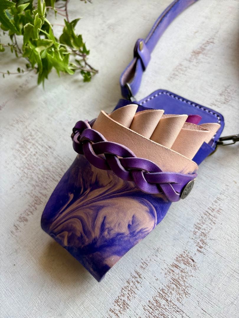 手染めパープルマーブルのシザーケース