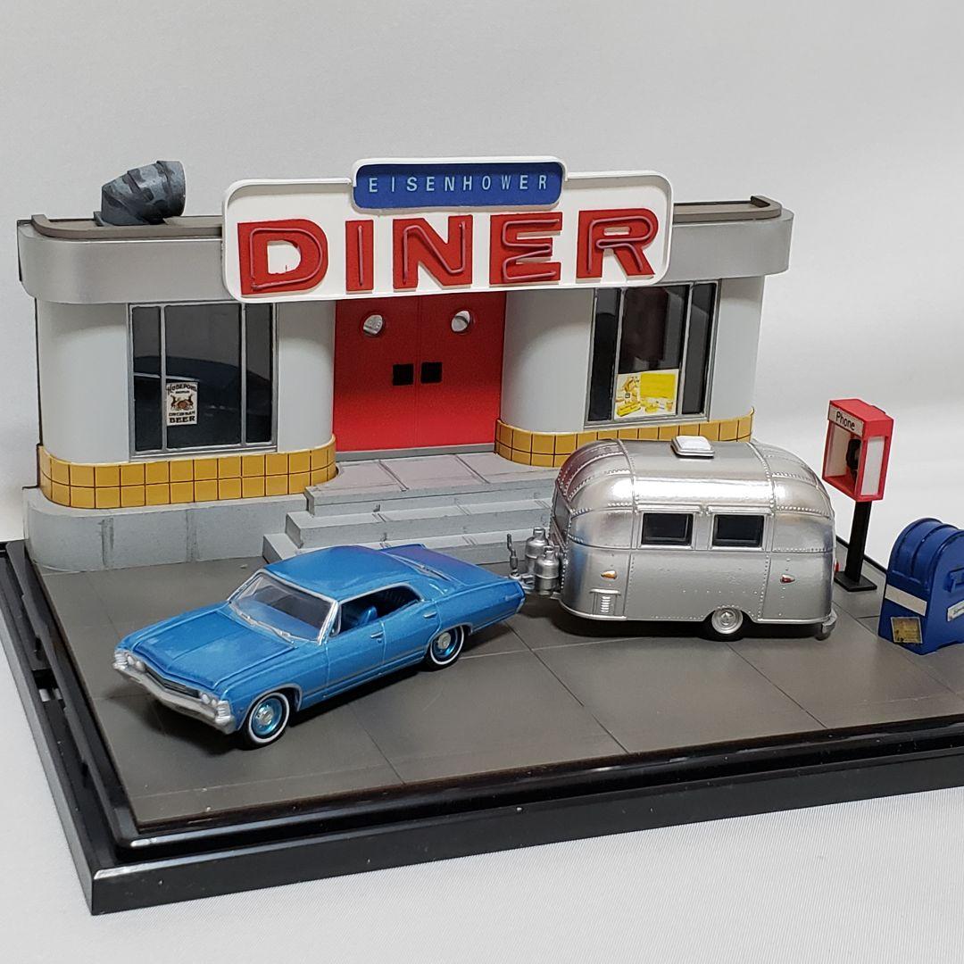 アメリカン　ダイナー　ジオラマ　ミニカーの撮影に　SNS映え♪