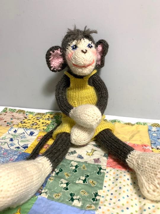 【一点もの】ハンドメイド　おさるの着せ替え人形