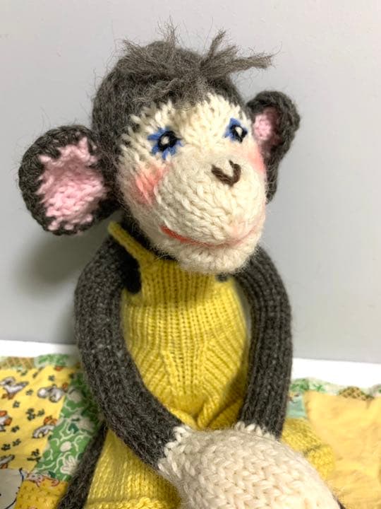 【一点もの】ハンドメイド　おさるの着せ替え人形