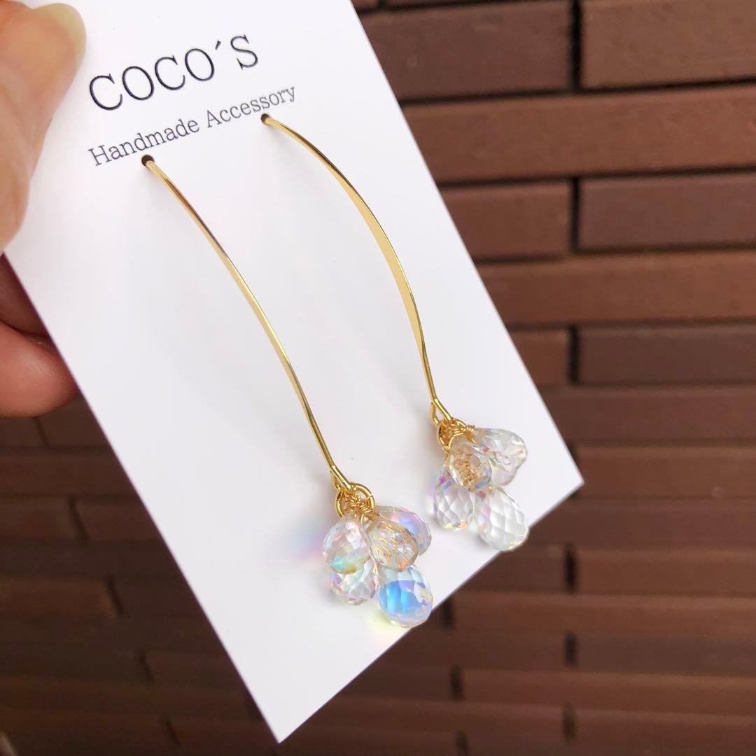 1セットのみ！14kgf ファイアレインボークォーツピアスセット