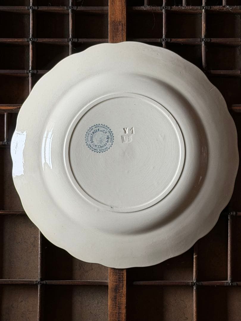 ⚫︎フランスアンティーク⚫︎ショワジールロワ 小花フリル花びら深青プレート 皿