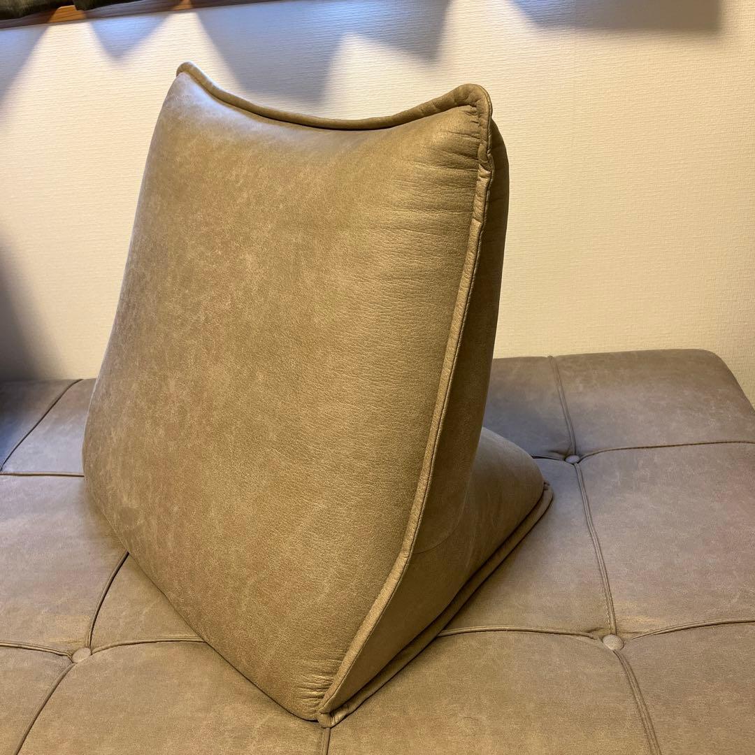 ①グレー　背もたれ別　2wayソファー　合皮　レザー　ロータイプソファ　ベット