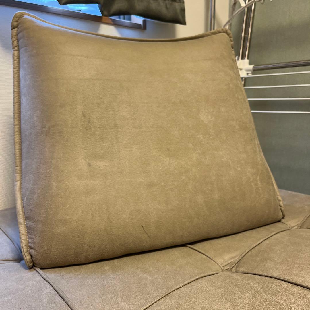 ①グレー　背もたれ別　2wayソファー　合皮　レザー　ロータイプソファ　ベット