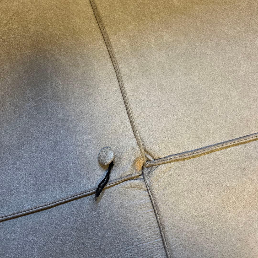 ①グレー　背もたれ別　2wayソファー　合皮　レザー　ロータイプソファ　ベット