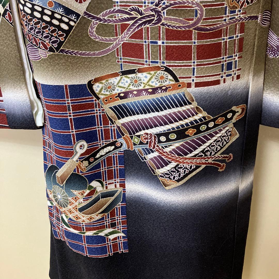 【お宮参り】長襦袢付き　男の子　正絹　〈美品〉　一つ身　お祝い着　家紋・丸に橘