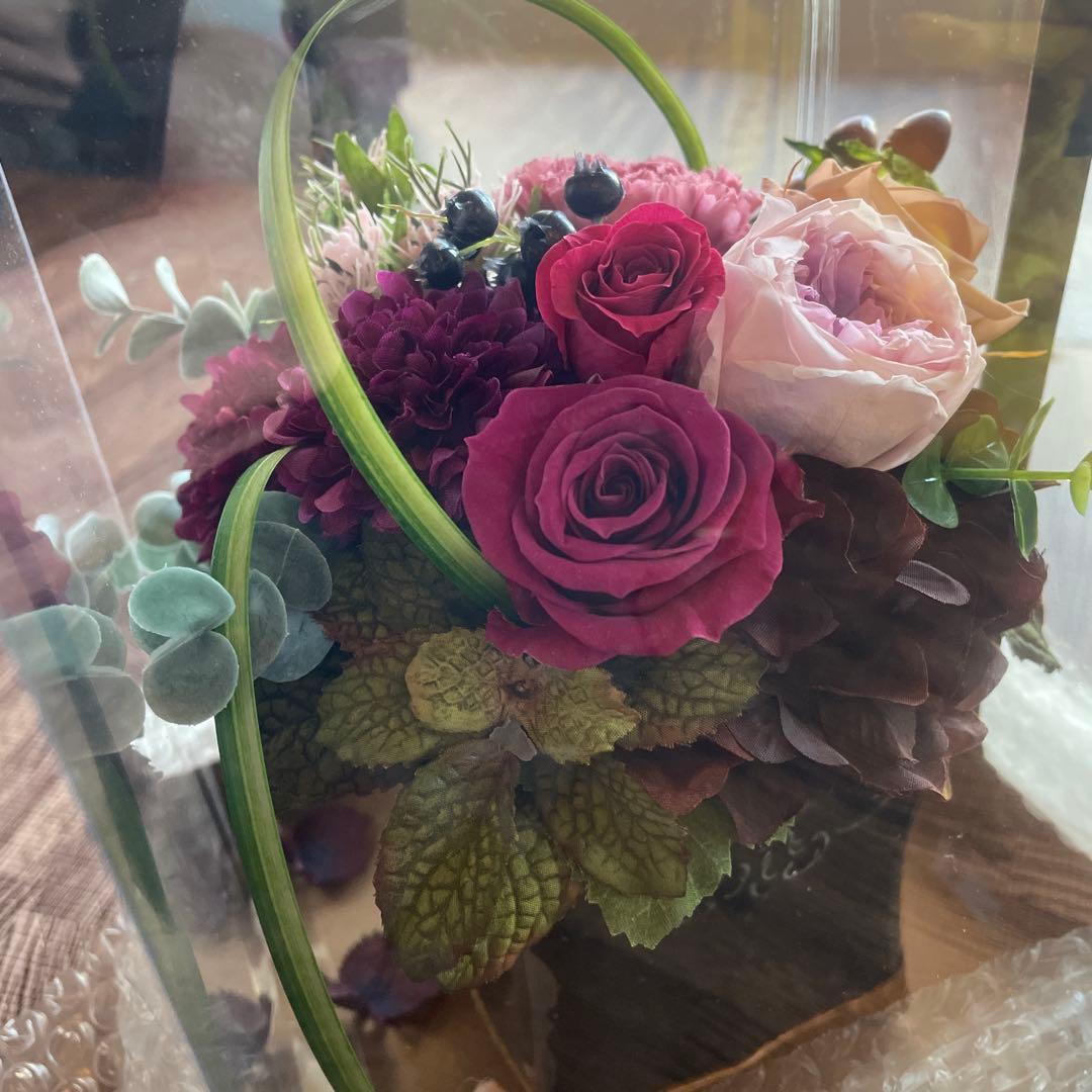 Hanahiro 花弘 プリザーブドフラワー ピンク×ワインカラー