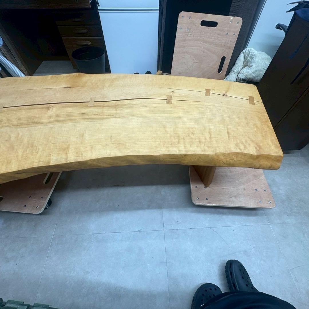 無垢材 曲線デザイン 一枚板テーブル　直接引き取り歓迎　千葉県　座卓