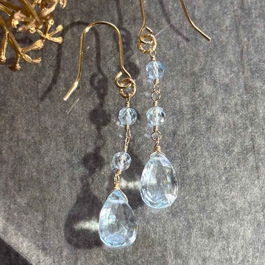 スカイブルートパーズ＊14kgfピアスP309