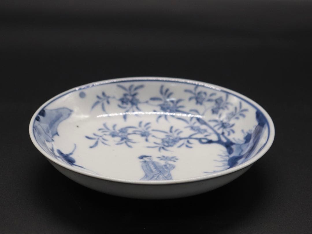 中国　明時代　染付仕女紋小皿　送料込み0908