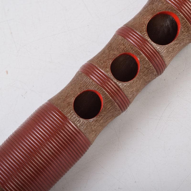 和楽器　木管楽器　樹脂製朱塗　龍笛　横笛　竹笛　袋付　V　9053