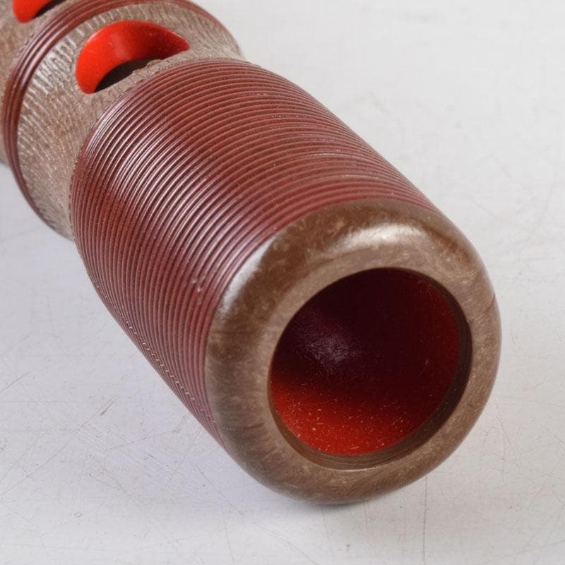 和楽器　木管楽器　樹脂製朱塗　龍笛　横笛　竹笛　袋付　V　9053