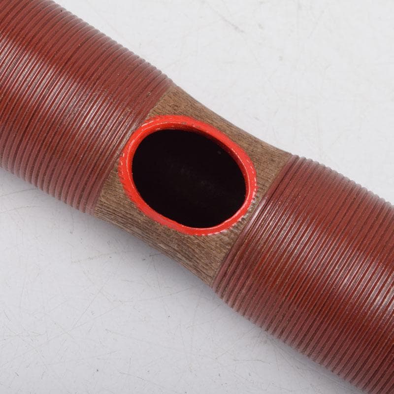 和楽器　木管楽器　樹脂製朱塗　龍笛　横笛　竹笛　袋付　V　9053